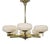 Art Deco Brass Chandelier with Opaline Glass, Czechoslovakia, 1930s For Sale