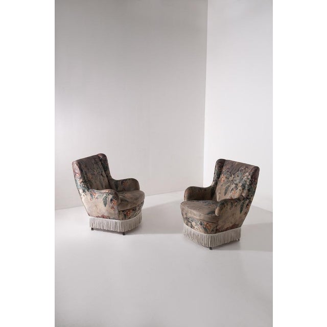 Brown Italian Armchairs from Marelli Fabrics, 1950s, Set of 2 For Sale - Image 8 of 9