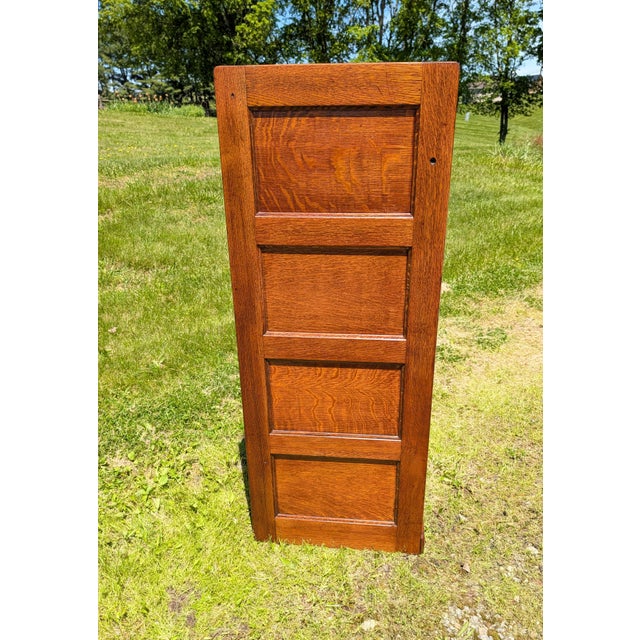 Antique Quarter Sawn Oak Four Drawer File Cabinet 1920s Lot 1 For Sale - Image 4 of 18