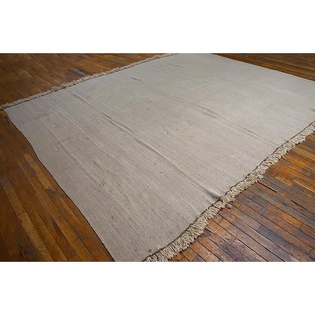 Tribal 1940s White Cream Solid Tribal Antique Kilim n.w. Persian Rug 8'2" X 9'10" Flat Weave Wool Carpet For Sale - Image 3 of 6