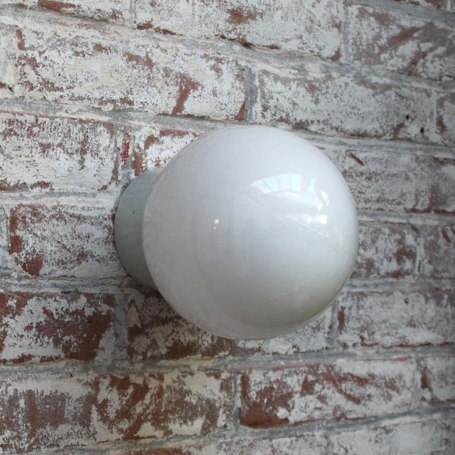 Vintage Industrial Opaline Glass Sconce, 1950s For Sale - Image 4 of 6