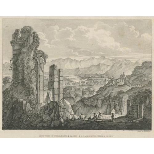 Hullmandel, Junction of the Rhone and Saone, Roman Ruins near Lyons, Lithograph, 1835 For Sale - Image 4 of 12