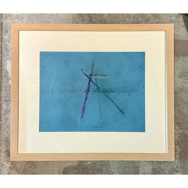 Vintage Original Abstract Oil Paining on Paper For Sale - Image 9 of 12