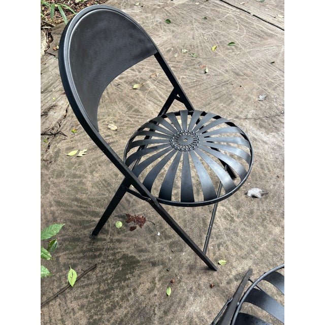1970s Francois Carre Vintage Folding Patio Chairs- A Pair For Sale - Image 5 of 5