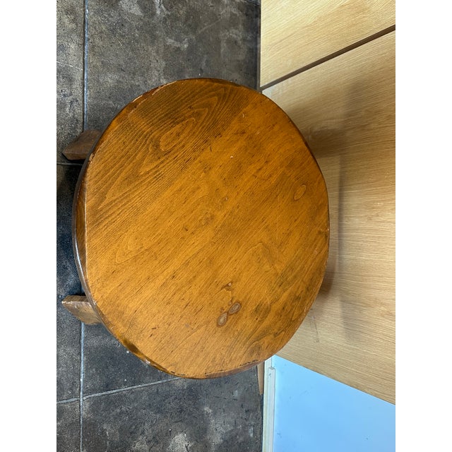 1960s Brutalist Style Oak Side Table For Sale - Image 5 of 6