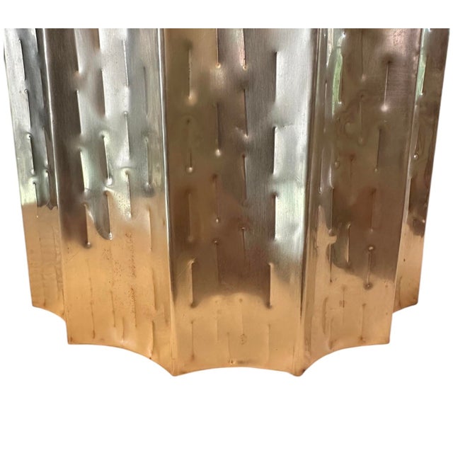Mid 20th Century Vintage Petite Hammered Brass Fluted Brutalist Planter / Cachepot / Jardinere in the Manner of Egidio Casagrande For Sale - Image 5 of 8