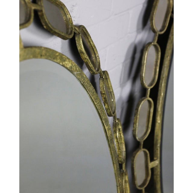 Large Mid-Century Modern Metal Ornate Oval Mirrors, 1980s, Set of 2 For Sale - Image 4 of 6