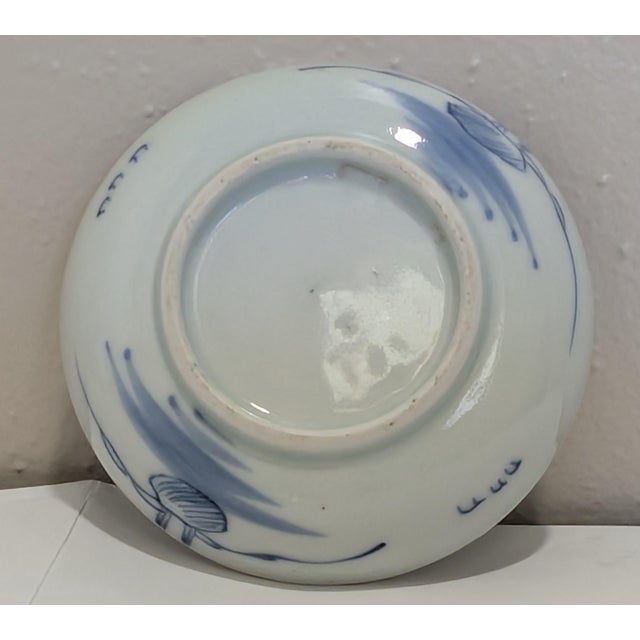Japanese Antique Japanese Arita Blue-and-White Porcelain Landescape Gilt Plate For Sale - Image 3 of 6