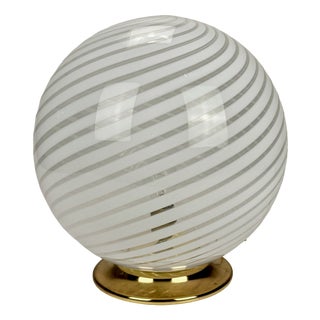 Murano Swirl Glass Globe Table Lamp from Venini, 1980s For Sale