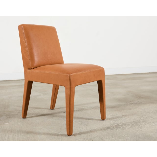 Modern Ralph Lauren Italian Leather Mahogany Dalton Dining Chair For Sale - Image 3 of 17