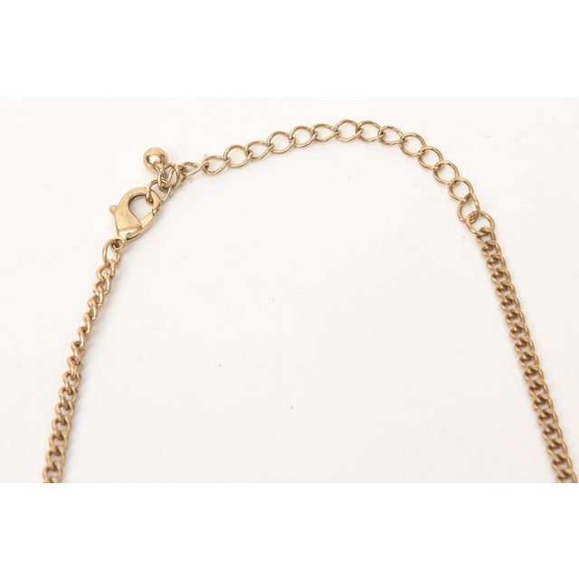 Metal Turquoise Enamel and Gilt Chain Bib Necklace For Sale - Image 7 of 10