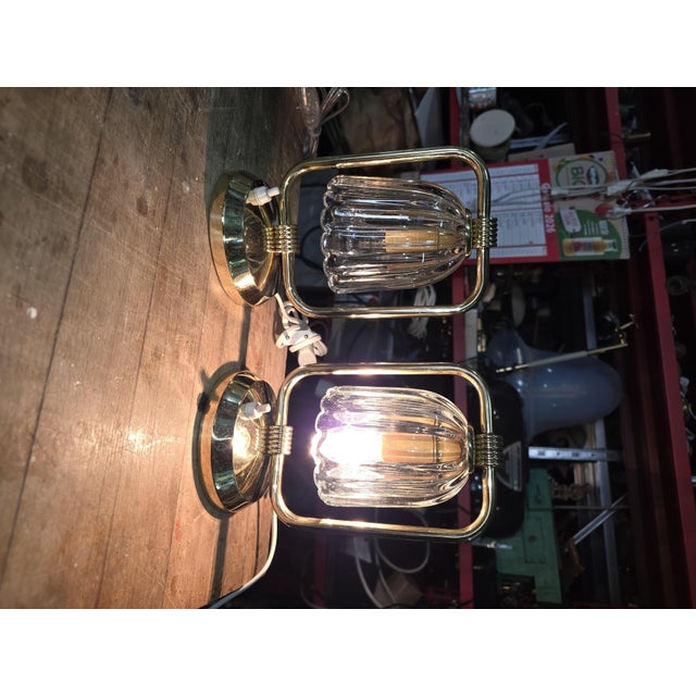 Art Deco Table Lamps in Brass and Murano Glass, 1930, Set of 2 For Sale - Image 6 of 9
