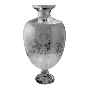 1980s Baroque Style Large Italian Crystal Vase With Grotesque Engravings