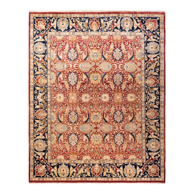 Mogul, One-of-a-Kind Hand-Knotted Area Rug in Orange, 8' 0" x 9' 10" For Sale