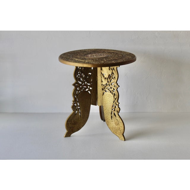 Fabulous Vintage Circular Brass Finnish Side Table Anglo-Indian. Lamp, Wine, Moorish Taste. This particular table has a...