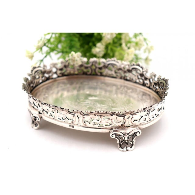 Silver Ring with Embossed Grid For Sale - Image 5 of 7