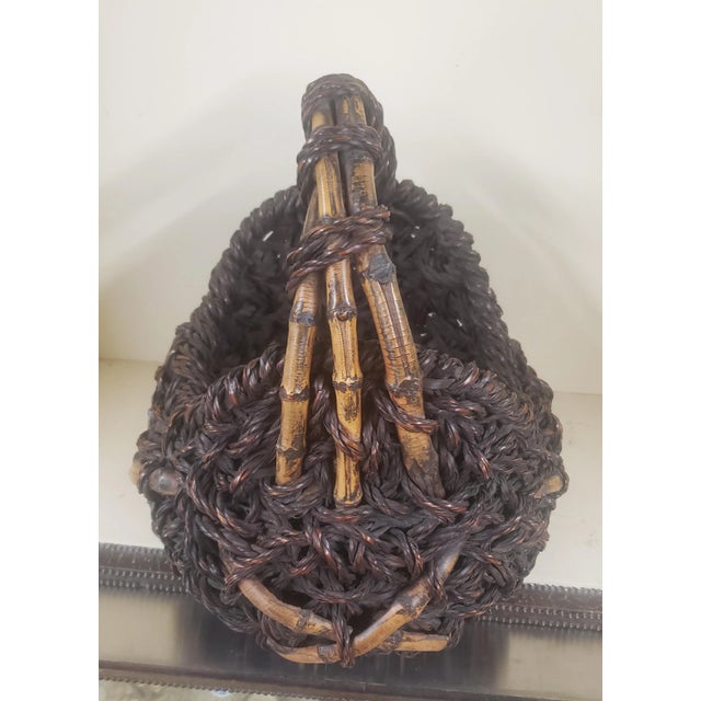 19th Century Japanese Meiji Flower Arranging Ikebana Basket With Handle For Sale - Image 4 of 10