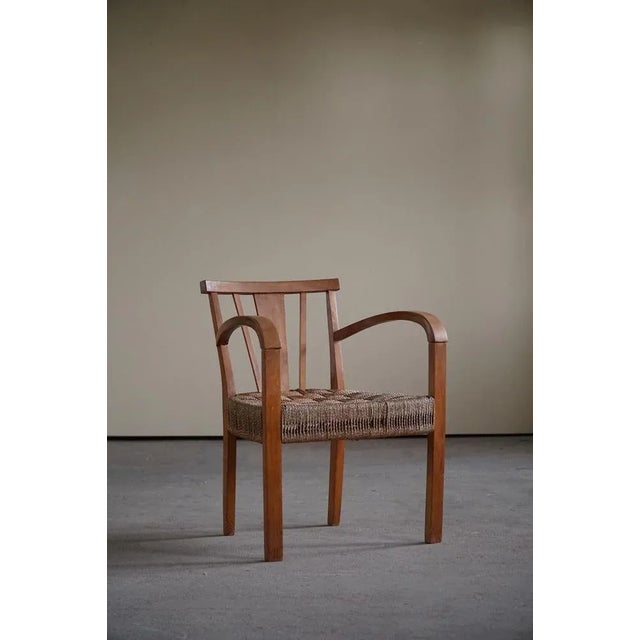 Danish Modern Lounge Chair in Beech and Papercord in the Style of Frits Schlegel, 1930s For Sale - Image 17 of 17