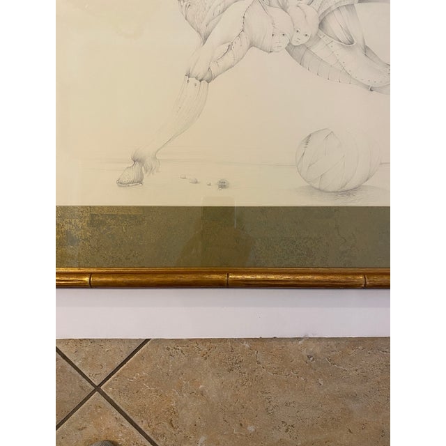 French Surrealist Graphite Drawing Hybrid Creature Dated 1974 Attri. Antoine Duc For Sale In Miami - Image 6 of 6