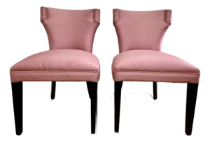 Pair of Vintage Pink Silk Dining Chairs