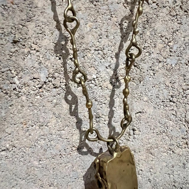 Metal 1970s Pal Kepenyes Brutalist Brass Necklace For Sale - Image 7 of 7