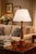 Neo-Classical Turned Wood and Brass Column Table Lamp with Pleated Shade, 1950s For Sale - Image 3 of 11