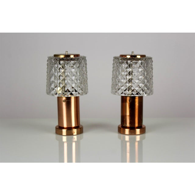 Metal Copper Table Lamps from Kamenicky Senov, 1970s, Set of 2 For Sale - Image 7 of 14
