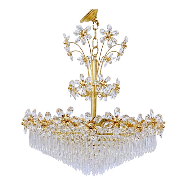 Vintage Mid-Century Regency Style Crystal Chandelier For Sale