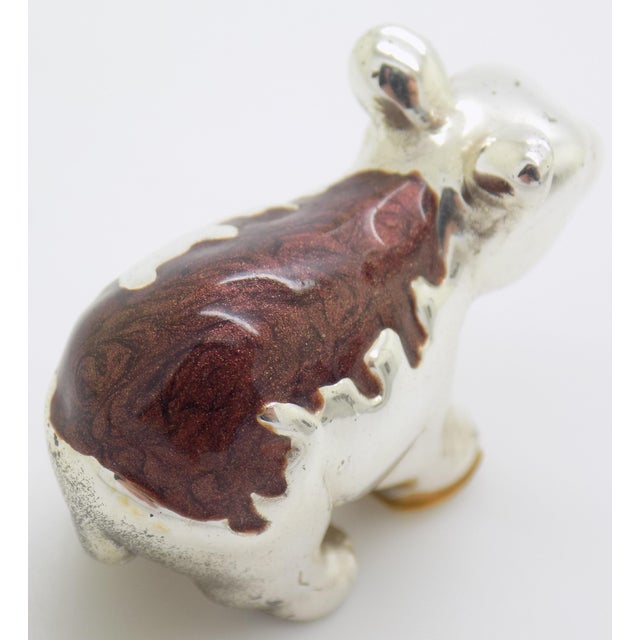 Italian Vintage Italian Handmade Genuine Sterling Silver Enameled Bear Cub Figurine by Ottaviani of Rome, 1980s Solid 925 Silver Brown Enamel Miniature For Sale - Image 3 of 11
