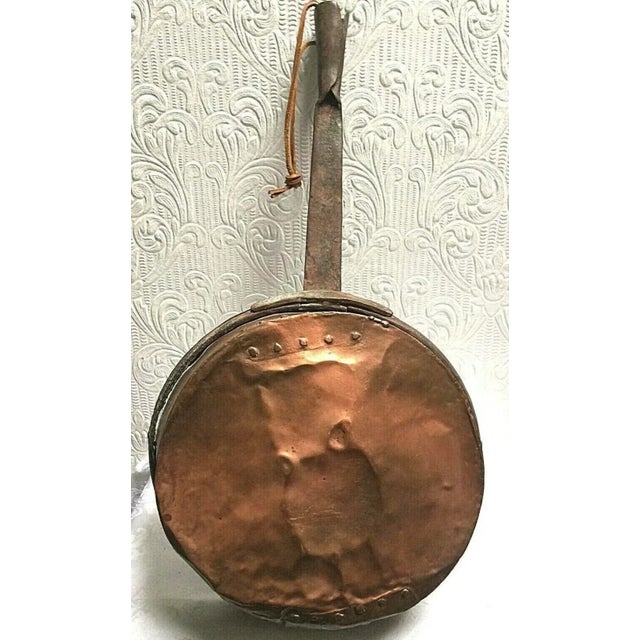 Mid 19th Century Antique Primitive Huge Repaired Copper & Iron Handmade Hearth Pan For Sale - Image 6 of 11