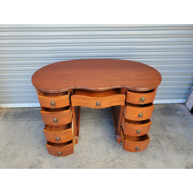Red 1940s Mahogany Desk For Sale - Image 8 of 15