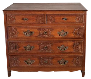 Chest of Drawers Carved in Oak, 19th Century