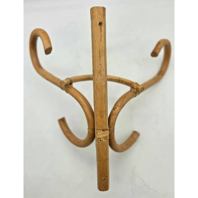 1970s Vintage Bamboo Rattan Wall-Mounted Coat & Hat Racks, Set of 3 For Sale - Image 5 of 9