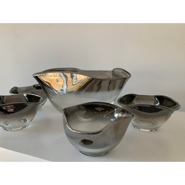 Mid-Century Modern Vintage Vitreon Queens Lusterware Salad/Snack Serving Set- 5 Pieces For Sale - Image 3 of 6