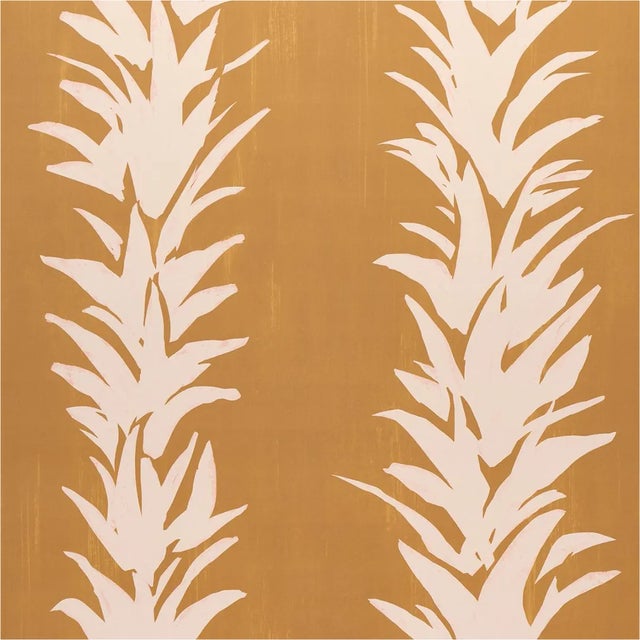 Schumacher x BACKDROP White Lotus Wallpaper in Deep Yellow For Sale