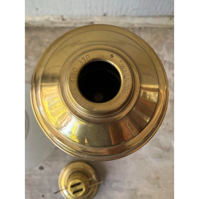 1890s Antique Edwardian Solid Brass English Tall Oil Lamp For Sale - Image 10 of 12