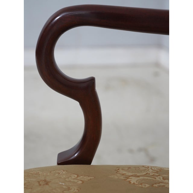 Wood Pair of Southwood Damask Upholstered Open Armchairs For Sale - Image 7 of 18