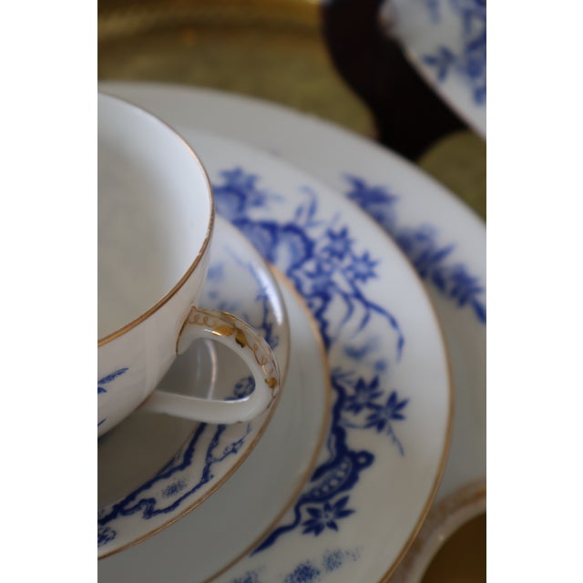 Antique Haviland Limoges Blue & White Gilt Dinnerware Service, 48 Pieces For Sale - Image 11 of 18