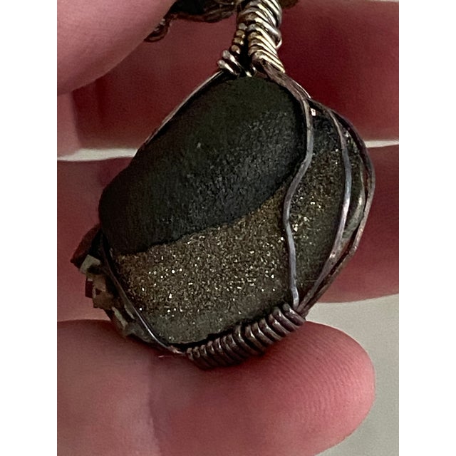 Raw Iron Pyrite Wrapped Pendant in Original Presentation Gift Box For Sale - Image 11 of 18