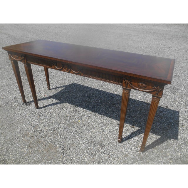 Stunning Maitland Smith Monumental Hand Carved Entry / Foyer / Console Table For Sale - Image 6 of 11