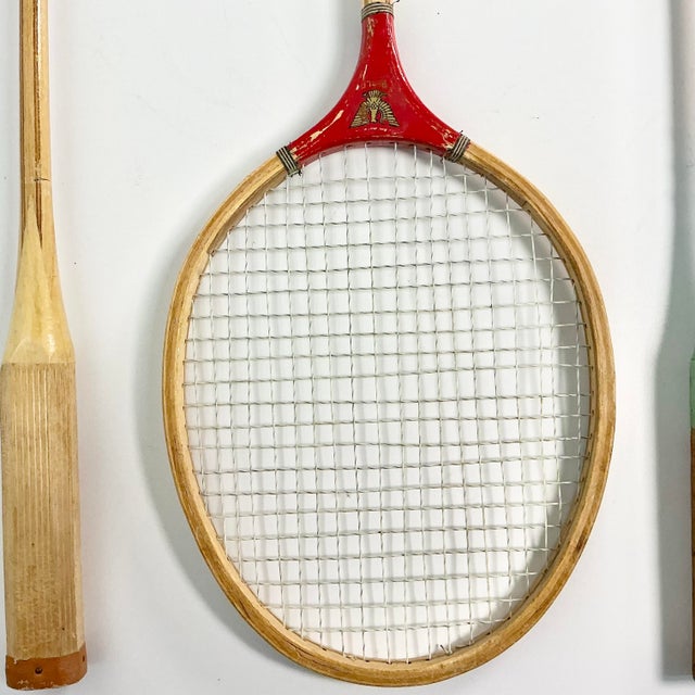Mid-Century Boho Chic Vintage Badminton Rackets - Set of 3. For Sale - Image 6 of 9