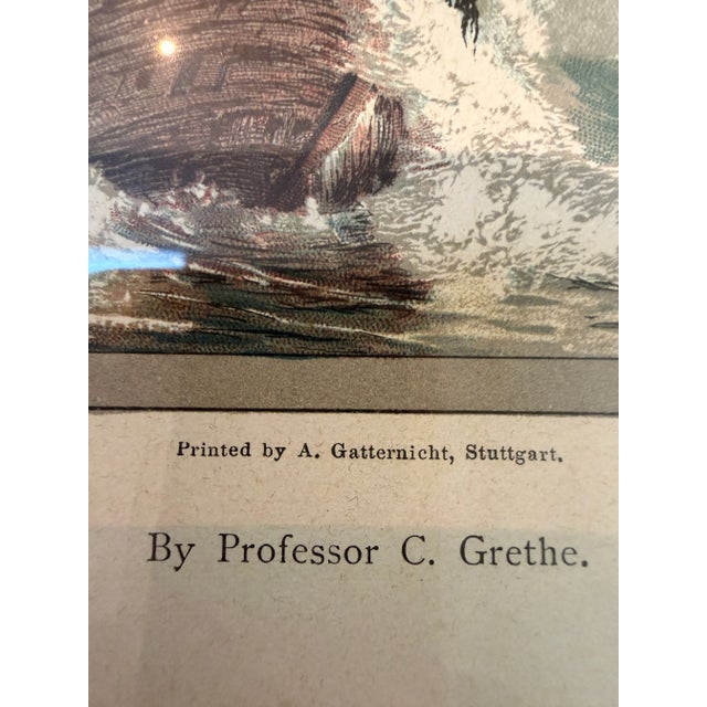 Wood Marine Designs and Sketches by Professor C. Grethe – 19th-Century German Maritime Lithograph For Sale - Image 7 of 12