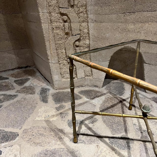1950s Faux Bamboo Brass Square Side Table Arturo Pani For Sale In San Diego - Image 6 of 9