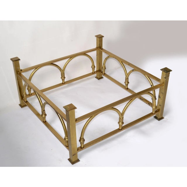 1970s Hollywood Regency Square Coffee Table Base, Arch Design in solid Brass and the Framework is Pod Metal in Brass...