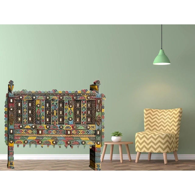 Vintage Damchiya Tribal Console Table, Vagabond Banjara Damchia, 52x45 Handmade Indian Console Chest with Mirrors, Mindful...