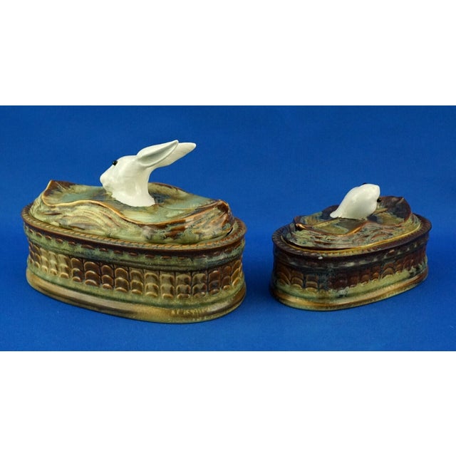 Vintage Porcelain Terrine Boxes for Chicken and Rabbit Pâté by Mancioli & C., 1960s, Set of 2 For Sale - Image 4 of 18