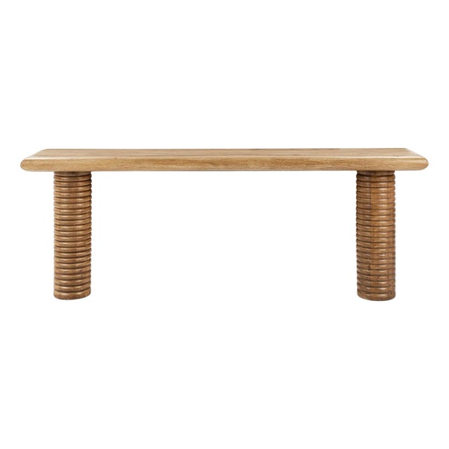 Ardent Ribbed Reclaimed Wood Console Table For Sale