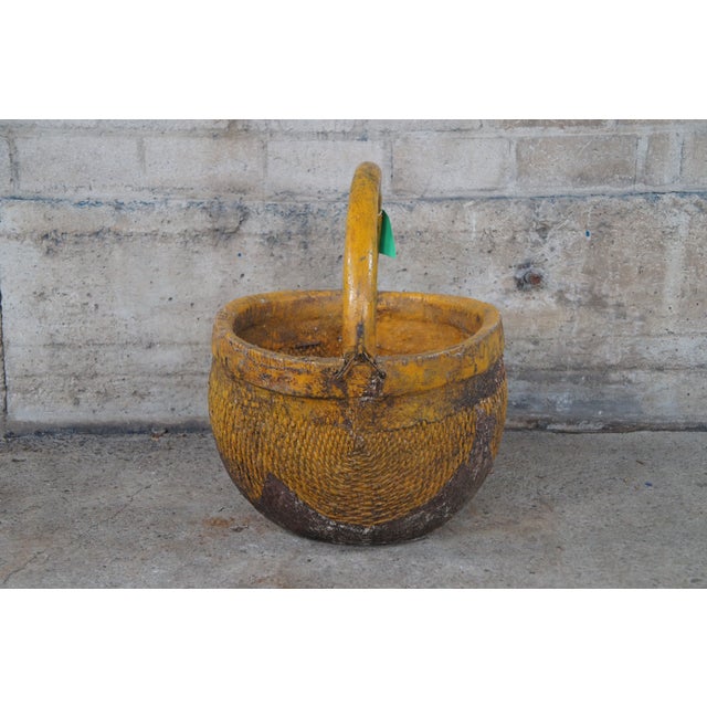 Antique Chinese Bentwood Woven Willow Rice Harvest Gathering Basket 21" For Sale - Image 6 of 10