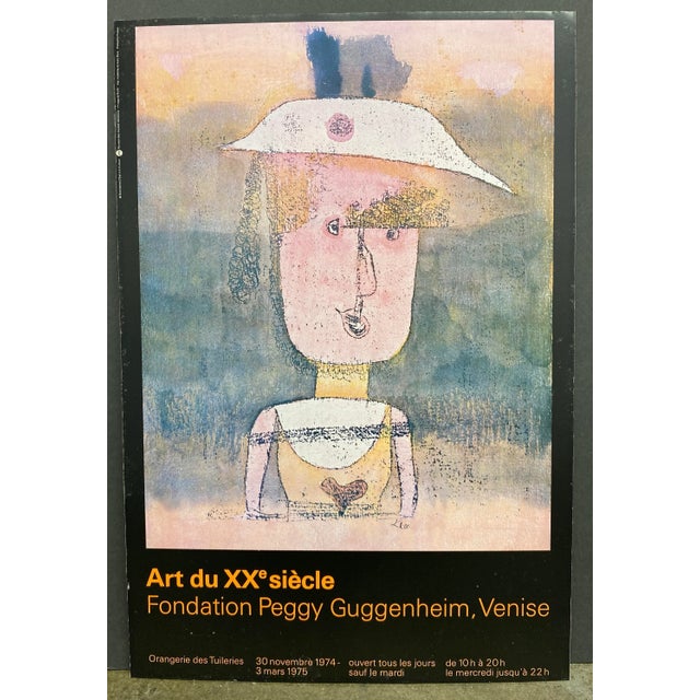 Vintage 1974 Paul Klee (1879-1940) 20th century art exhibition poster in Paris, produced by the Venice Peggy Guggenheim...