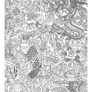 Sample - Jean Paul Gaultier for The House of Scalamandré Horimono Wallcovering, Noir For Sale